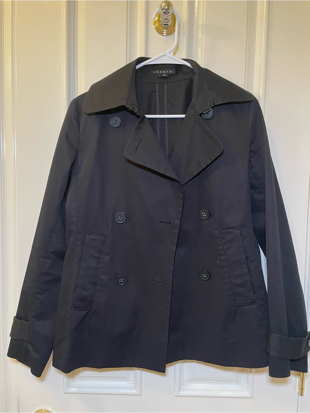 Theory Women's Black Double-Breasted Pea Coat